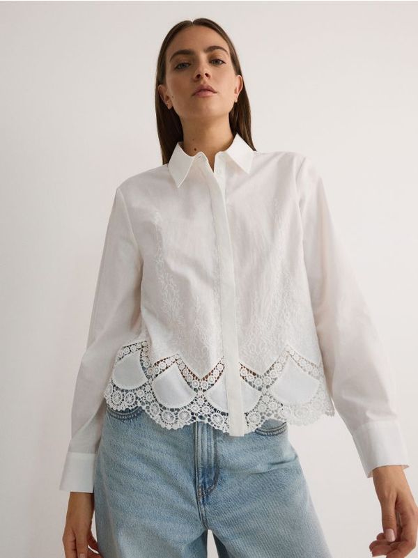 Reserved Reserved - Košulja s čipkom - krem