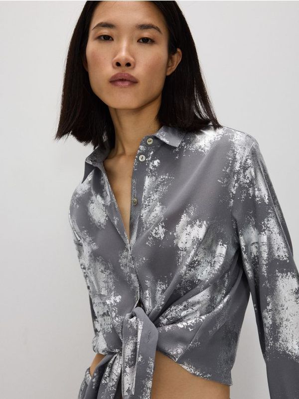 Reserved Reserved - Košulja s metalik printom - tamnosivo