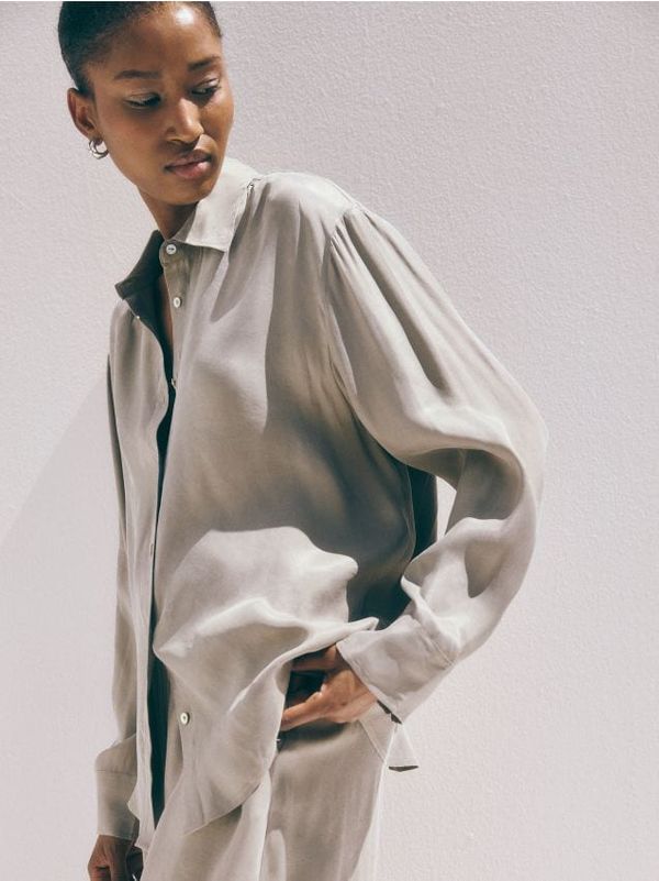 Reserved Reserved - Košulja s mješavinom liocelnih vlakana - smeđezeleno