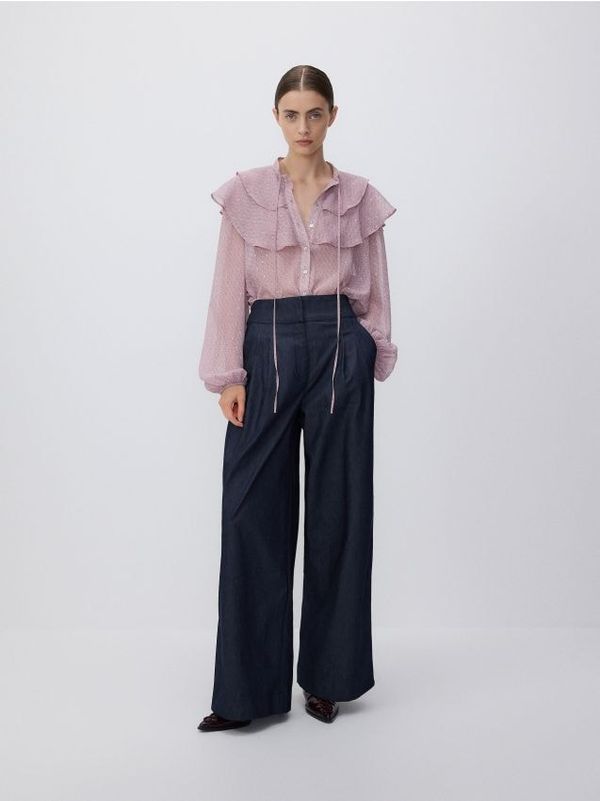 Reserved Reserved - Košulja s mješavinom metaliziranog prediva - ružičasta