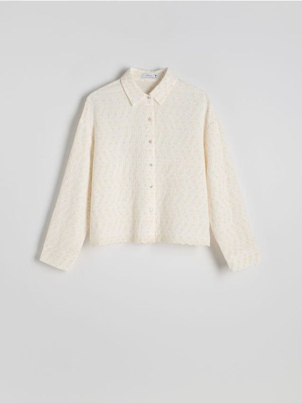 Reserved Reserved - Košulja s rupičastim umetcima - krem