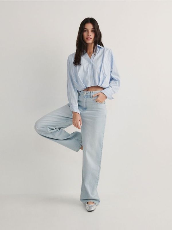 Reserved Reserved - Košulja s ukrasnim naborima - svjetloplavo