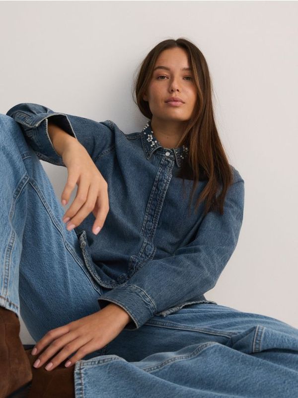 Reserved Reserved - Košulja s ukrasnim ovratnikom - plava