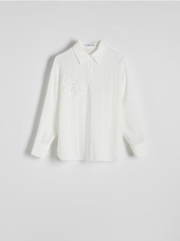 Reserved Reserved - Košulja s ukrasnom aplikacijom - bijela