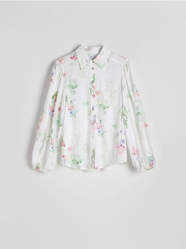 Reserved Reserved - Košulja s uzorkom s visokim udjelom lana - šaren