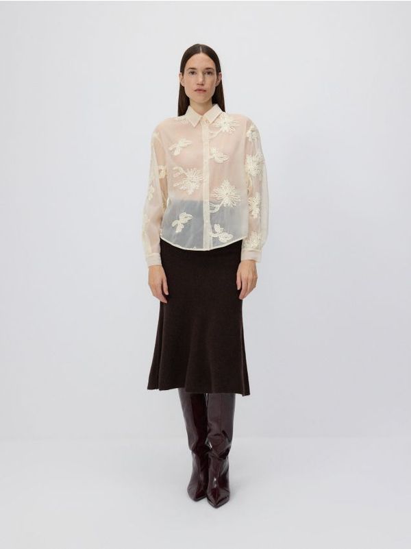 Reserved Reserved - Košulja s vezom - krem