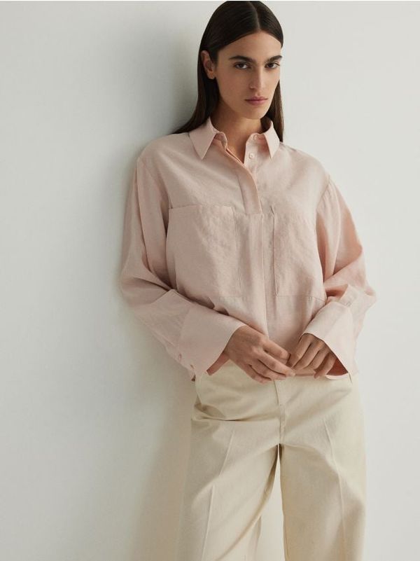 Reserved Reserved - Košulja s visokim udjelom modalnih vlakana - svjetlonarančasto