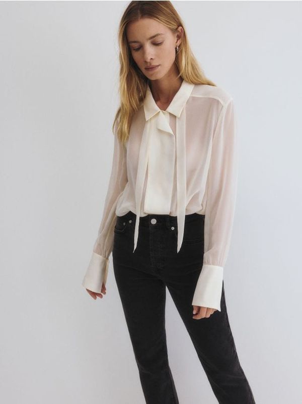 Reserved Reserved - Košulja s visokim udjelom svile - krem