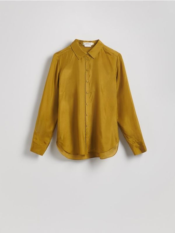 Reserved Reserved - Košulja s visokim udjelom svile - svjetlomaslinasto