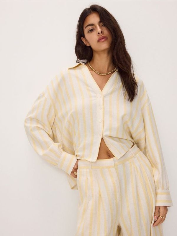 Reserved Reserved - Košulja s visokim udjelom viskoze - svjetložuto