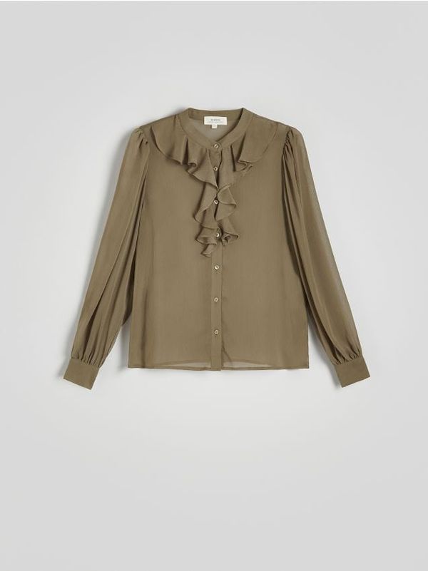 Reserved Reserved - Košulja s volanom - prljavozeleno
