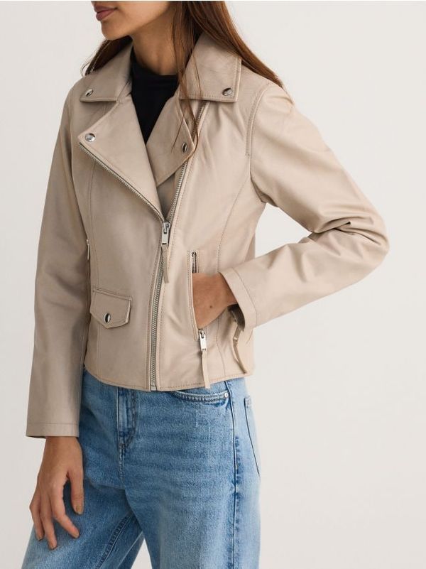 Reserved Reserved - Kožna motoristička jakna - boja kože