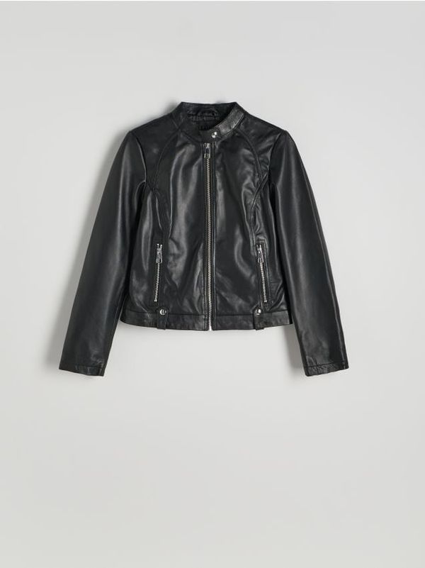 Reserved Reserved - Kožna motoristička jakna - crno