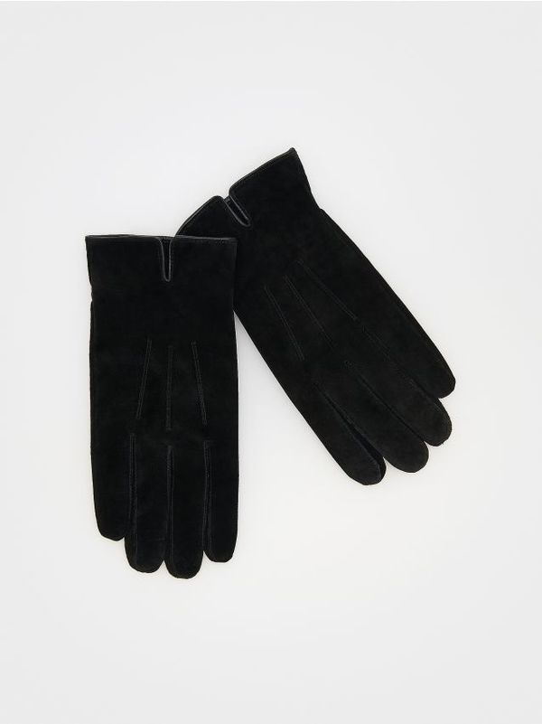 Reserved Reserved - Kožne rukavice bez prstiju - crno