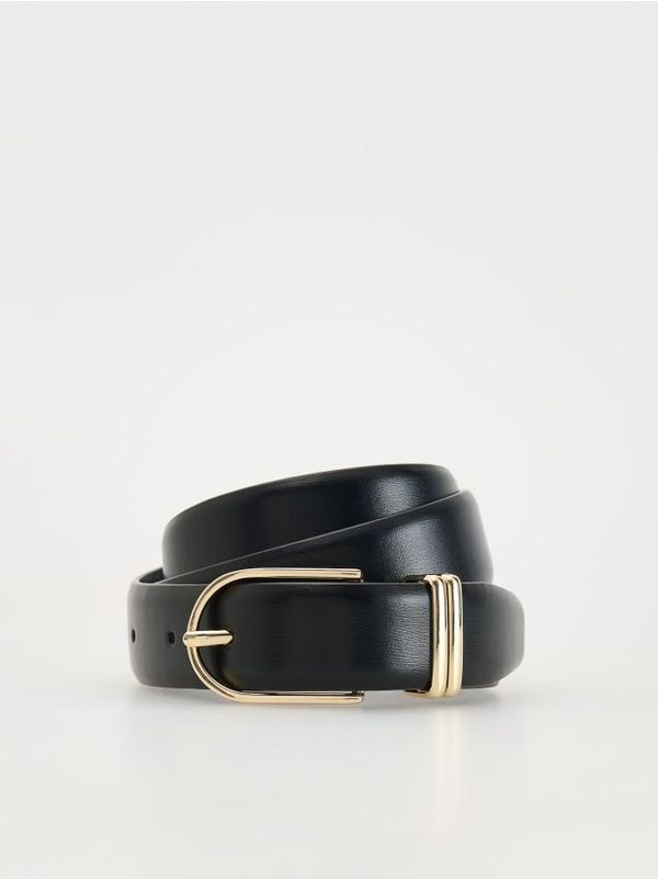 Reserved Reserved - Kožni remen s kopčom - crno