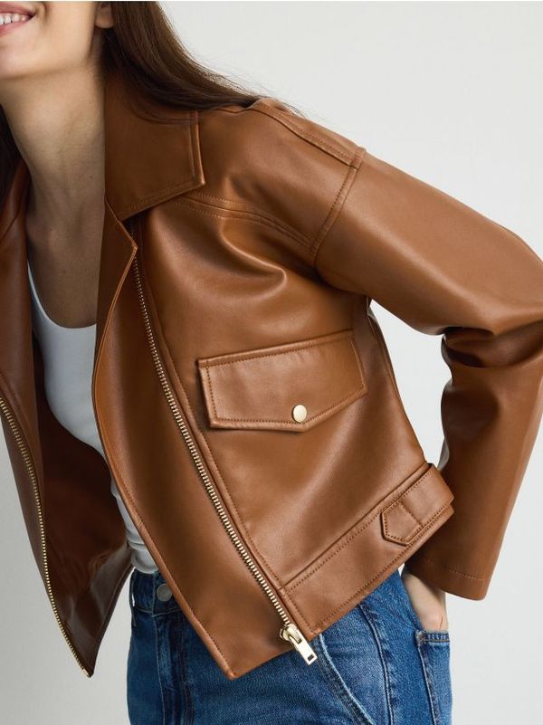 Reserved Reserved - Kratka jakna od umjetne kože - zlatnosmeđe