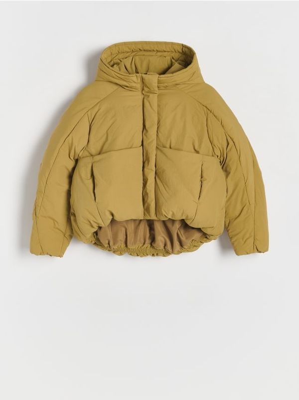 Reserved Reserved - Kratka jakna s kapuljačom - toplomaslinasto