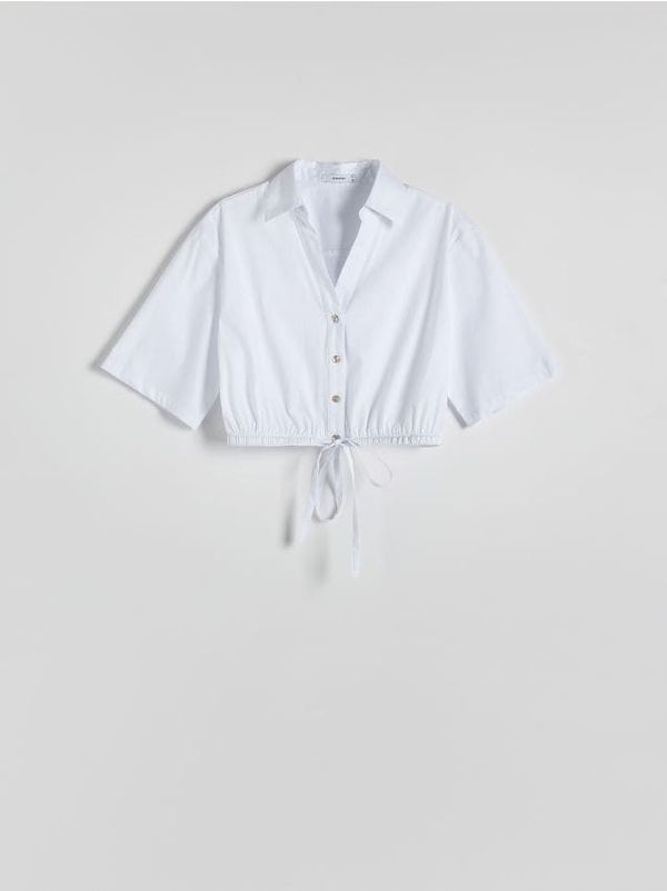 Reserved Reserved - Kratka košulja na vezanje - krem