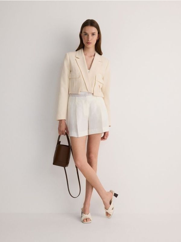 Reserved Reserved - Kratke hlače od mješavine lana - bijela