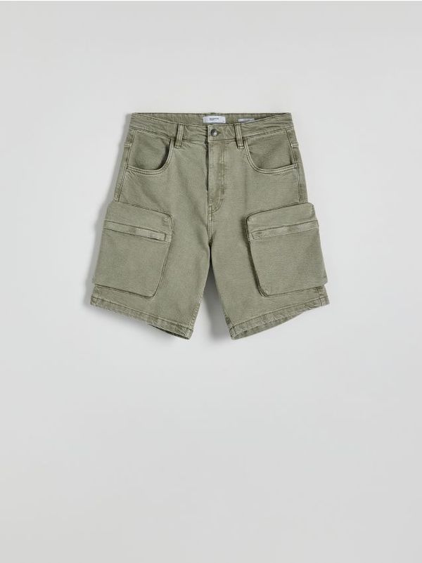 Reserved Reserved - Kratke hlače s cargo džepovima od trapera - zelena