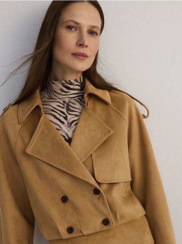 Reserved Reserved - Kratki baloner s dvostrukim kopčanjem - boja pšenice