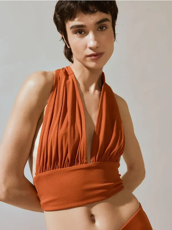Reserved Reserved - Kratki halter top - boja mandarine