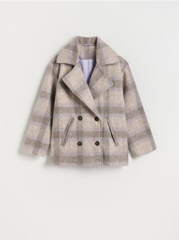 Reserved Reserved - Kratki kaput od mješavine vune - šaren