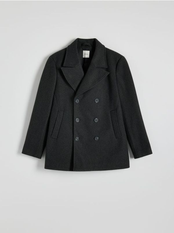 Reserved Reserved - Kratki kaput s dvostrukim kopčanjem - tamnosivo