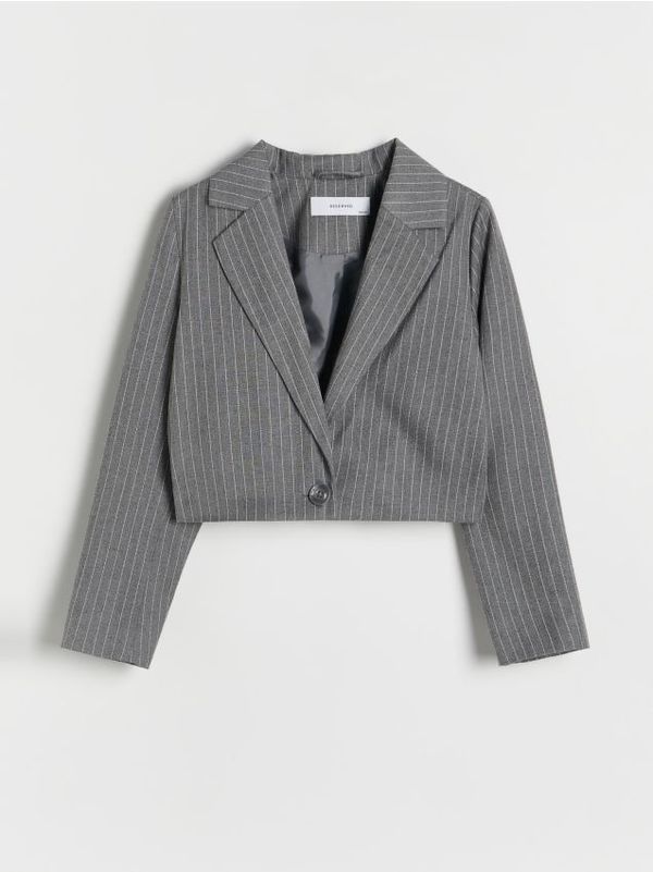 Reserved Reserved - Kratki sako od mješavine viskoze - tamnosivo