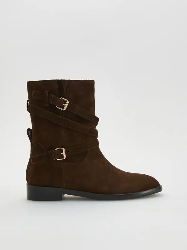 Reserved Reserved - LADIES` ANKLE BOOTS - tamnosmeđe