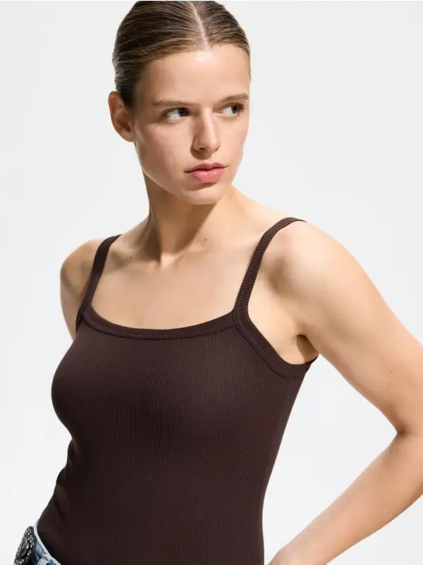 Reserved Reserved - LADIES` BLOUSE BODY - tamnosmeđe