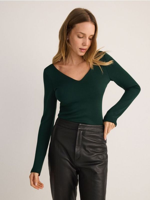 Reserved Reserved - LADIES` BLOUSE BODY - tamnozeleno