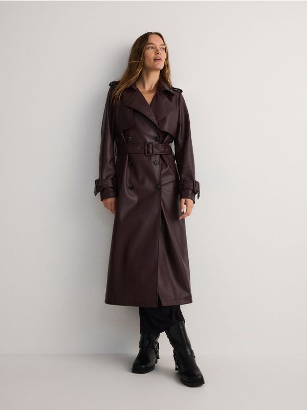 Reserved Reserved - LADIES` COAT & BELT - burgundy