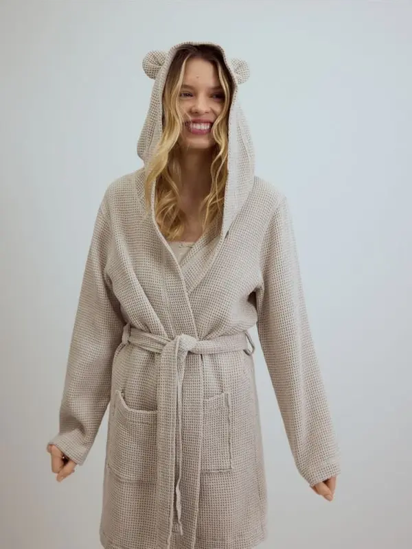 Reserved Reserved - LADIES` DRESSING GOWN - bež