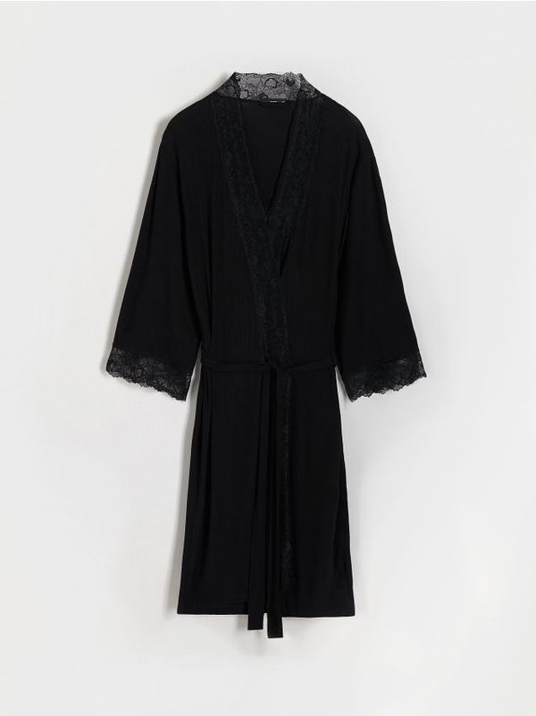 Reserved Reserved - LADIES` DRESSING GOWN - crno