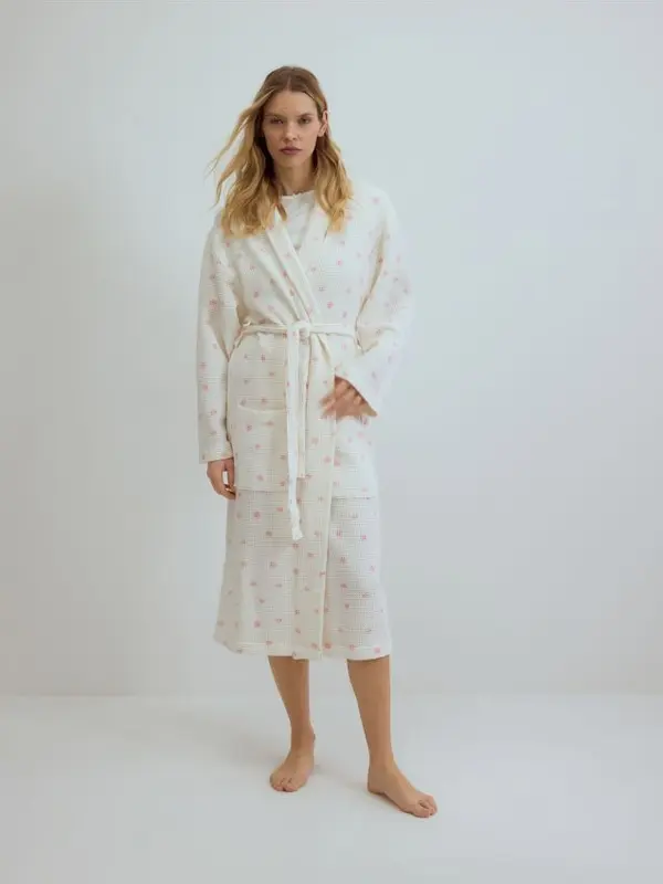 Reserved Reserved - LADIES` DRESSING GOWN - krem