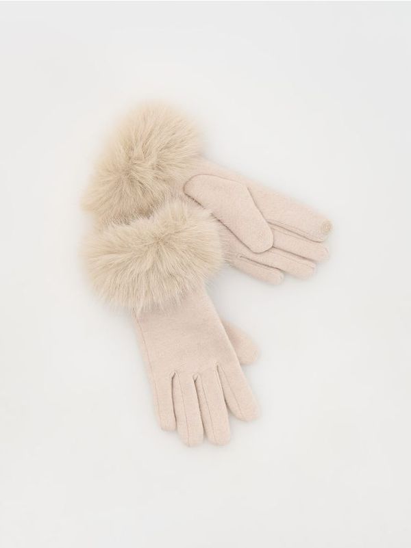 Reserved Reserved - LADIES` GLOVES - boja pšenice