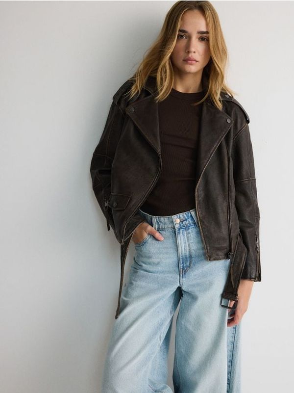 Reserved Reserved - LADIES` JACKET & BELT - tamnosmeđe