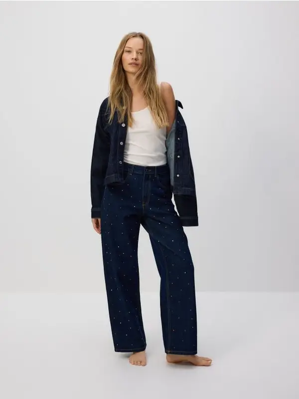 Reserved Reserved - LADIES` JEANS TROUSERS - mornarsko plava