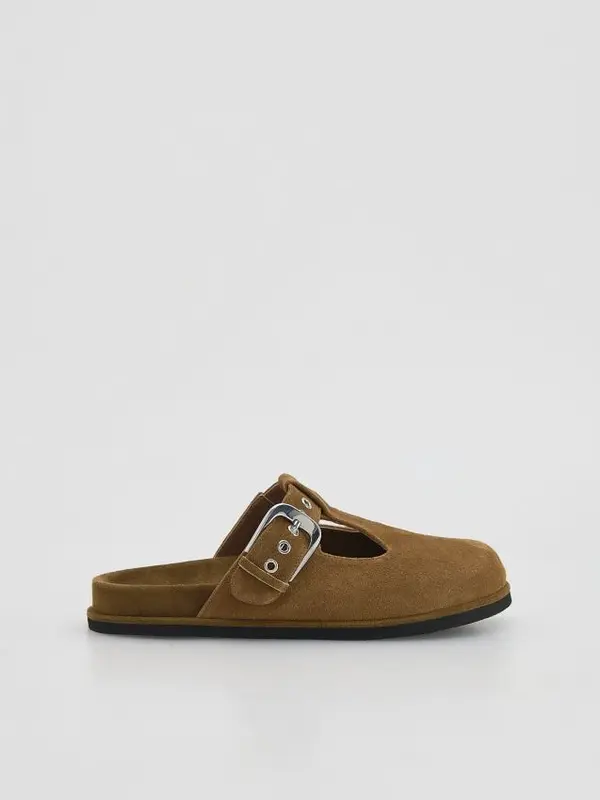 Reserved Reserved - LADIES` MULES - zlatnosmeđe