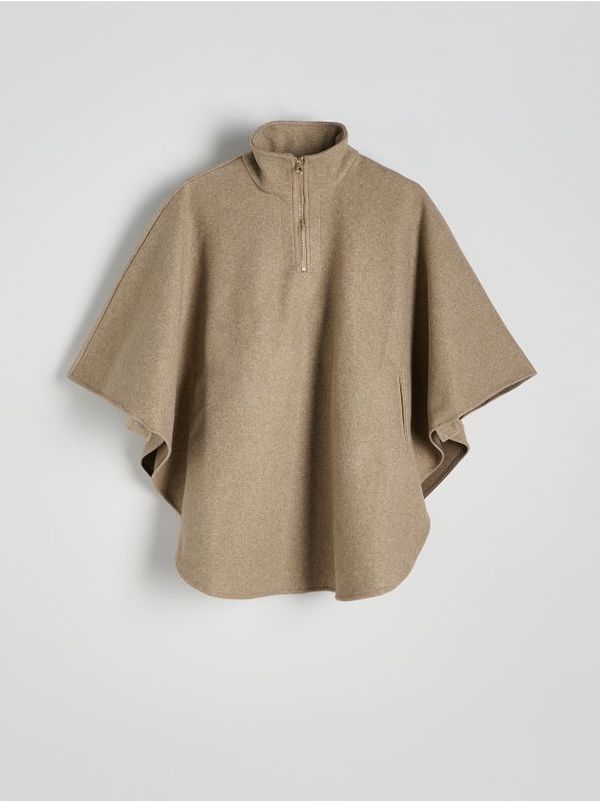 Reserved Reserved - LADIES` PONCHO - smeđesivo