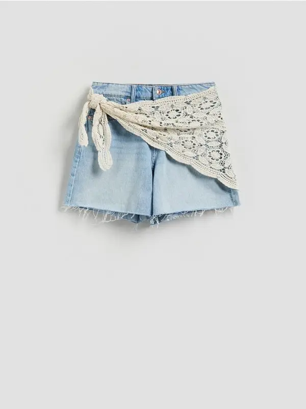 Reserved Reserved - LADIES` SHORTS & BELT - plava
