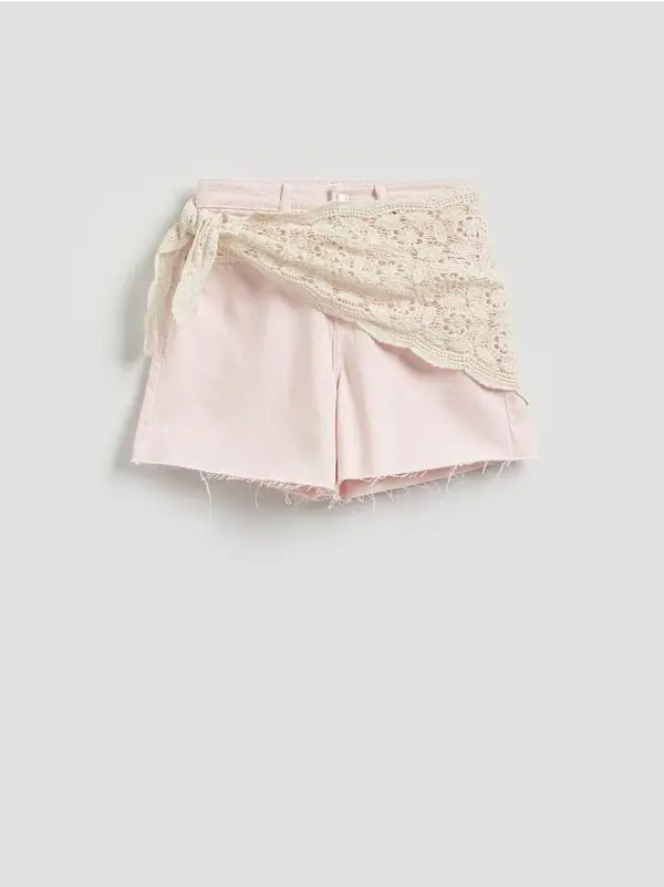 Reserved Reserved - LADIES` SHORTS & BELT - ružičasta