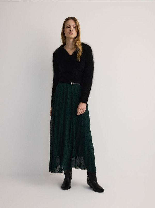 Reserved Reserved - LADIES` SKIRT & BELT - plavozeleno