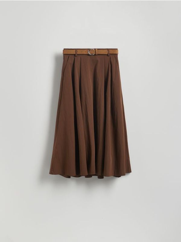 Reserved Reserved - LADIES` SKIRT & BELT - smeđi