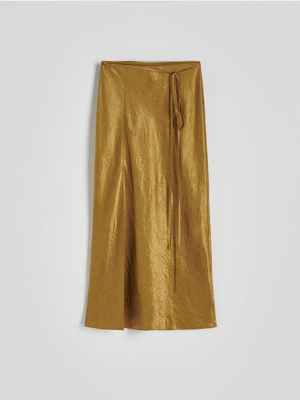 Reserved Reserved - LADIES` SKIRT & BELT - svjetlomaslinasto