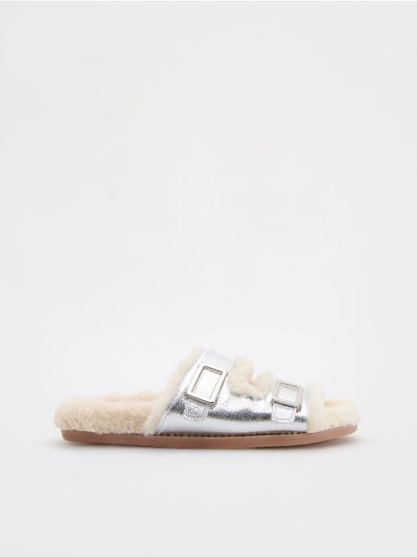 Reserved Reserved - LADIES` SLIDES - srebrna