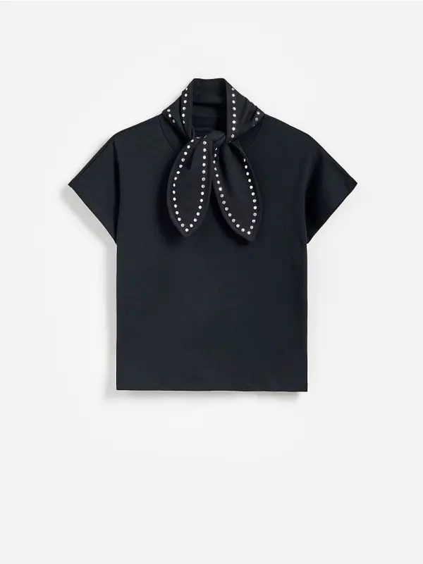 Reserved Reserved - LADIES` T-SHIRT & SCARF - crno