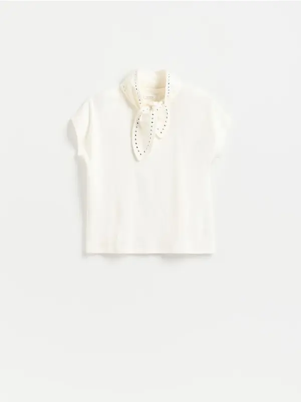 Reserved Reserved - LADIES` T-SHIRT & SCARF - krem
