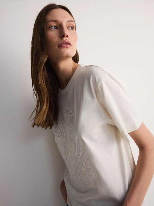 Reserved Reserved - LADIES` T-SHIRT - krem